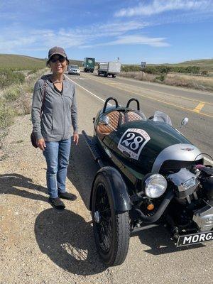 I told the wife to smile, even though we were stuck on a busy road.