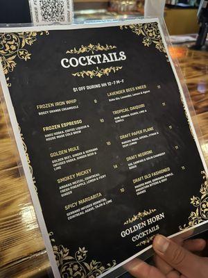 Cocktail menu