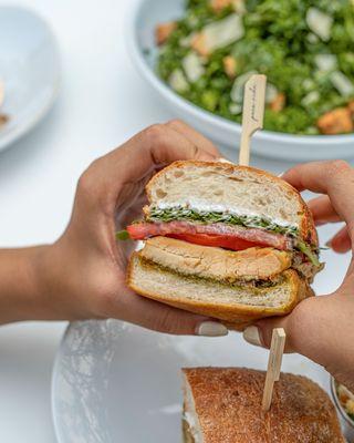 Lunch break with the Pesto Chicken Sandwich