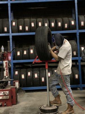 Patching tires at 1:00am we are here for you!!