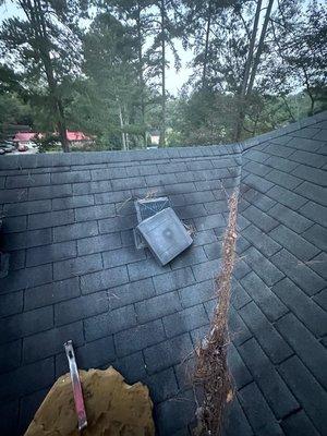 Roof vent that was damaged by weather