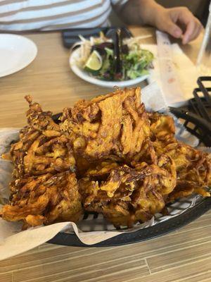 Fried sweet potato and shrimp cakes