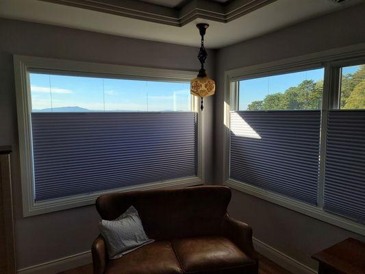 Top down /bottom up, cordless, room darkening cellular shades. Get that restful sleep and enjoy privacy and blue skies!