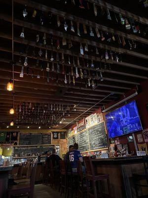 all the tap handles on the ceiling pretty fun to look at