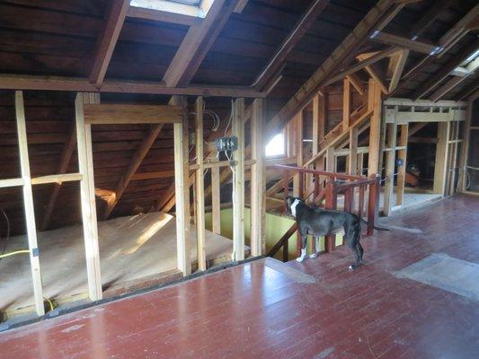 This is the same space, before insulation, drywall and new floors.