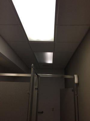 Men's bathroom lighting. And still nowhere for paper towel disposal.