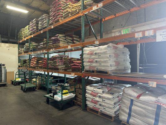 Warehouse of big bags of fertilizer