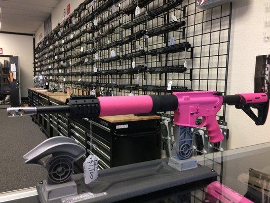 A pink kit with the wall of 5.56 uppers!