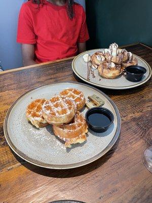 Banana Nutella Waffles + Plain Waffles - I'm feeding a growing young man.