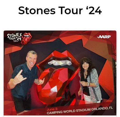 Nancy and me made it to the Rolling Stones Tour 2024. Thanks AARP for the fun activities and photo op area!