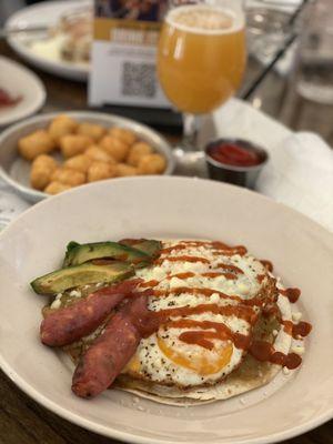 Huevos rancheros with bottomless mimosas weekend brunch