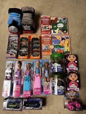 The toys I bought here over the weekend. 4 with higher prices than what was on price tag.