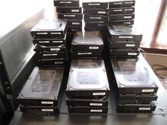 Hard Drives Ready for Shredding.