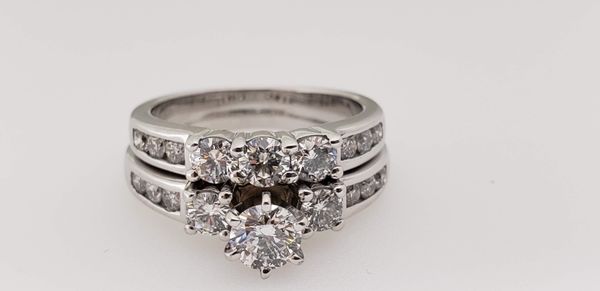 Diamond 3 stone wedding set