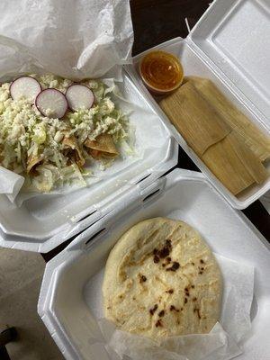 Fried Tacos, Pupusas, Tamales. Delicious!!!