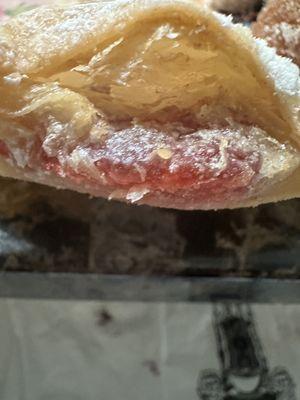 Inside the mini raspberry beignet