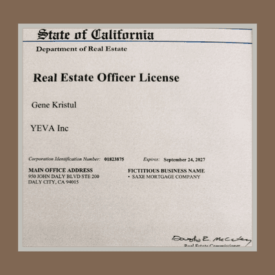 State of California - Real Estate Officer License