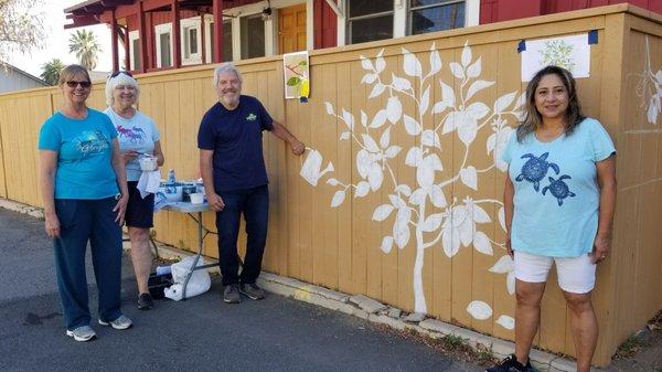 A delightful citrus themed mural in the making on Grand Blvd.  Created by Corona's Art Association members.