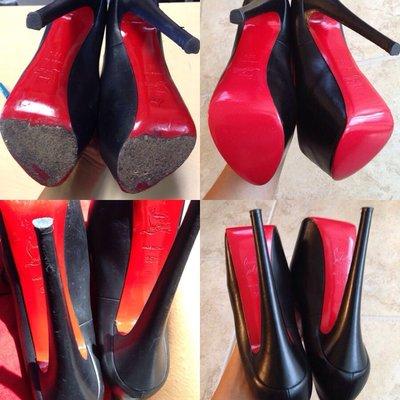 before and after photos of red bottoms