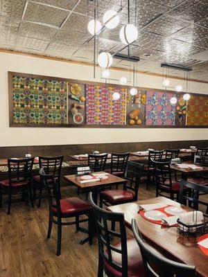 Dining area with vibrant decor