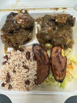 Jerk chicken and oxtail