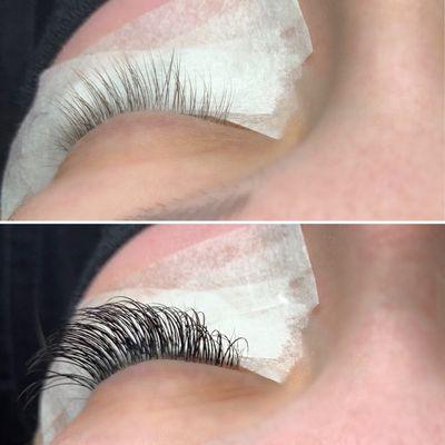 Before and After from our lash artist HillaryClassic set, Sexy style, 14mm length