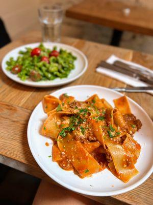 @eatingsfrom - pappardelle bolognese and gemelli pesto