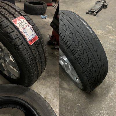 The photo on the right is the old tire , the photo on the right is our high quality used tire.