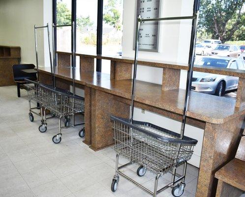 Folding area on this well lit windowed Spot Laundromat