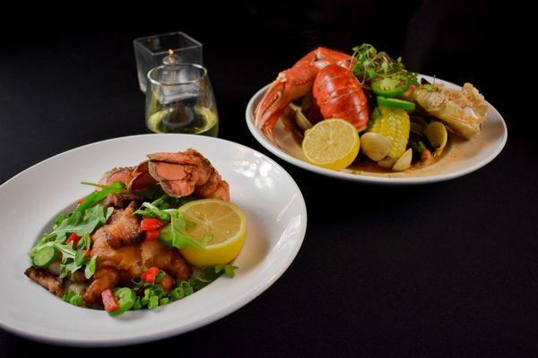 Creole Seafood Boil and Chicken Fried Lobster