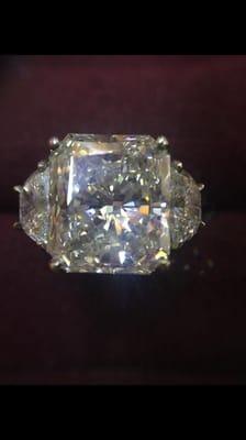 GIA Certified Radiant Cut 6.53 Carat Diamond. G Color SI1 Clarity. Set in Platinum.