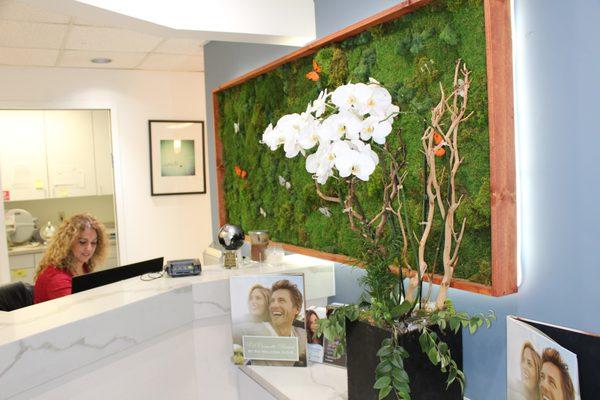 Reception area with Haleh, our treatment coordinator, in the background.