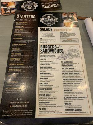 Front of the menu