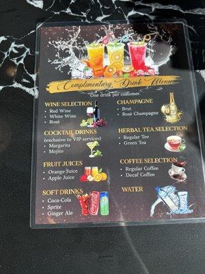 Drink menu