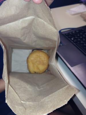 Thanks for putting the boston cream donut upside down in the bag so the whole top is stuck@the bottom