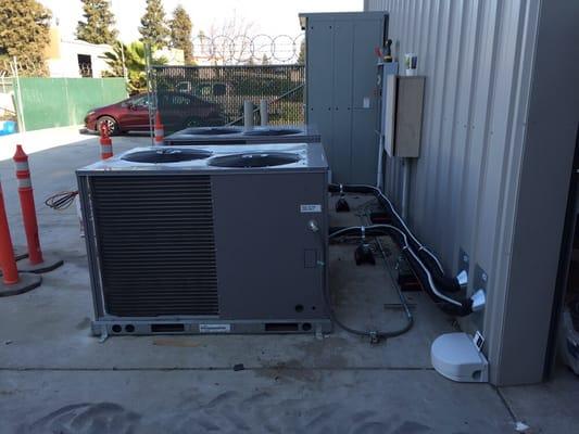 (2) 7.5 ton heat pump condensers installed on 15 ton air handler on lab project.