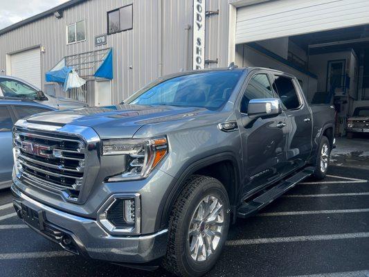 GMC Hood and Front End Damage After