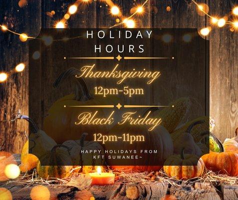 Holiday Hours