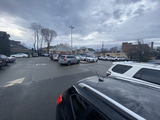 Chase parking lot. no one's in the bank, but the lot is full.