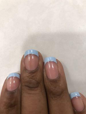 French manicure in milky blue