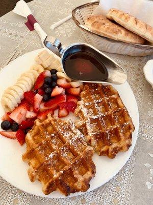 Waffles!!! Lots of fruit