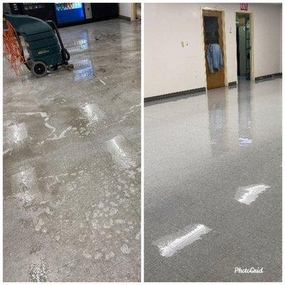 Before and After Floor Stripping and Waxing Service