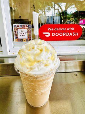 Shaken espresso with sweetened condensed milk and brown sugar