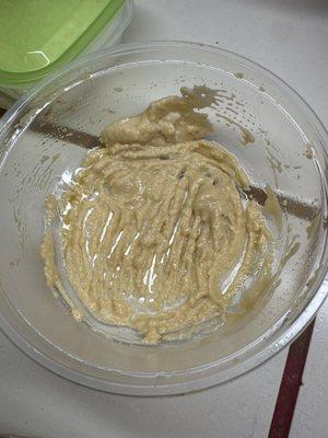 All that's left of the most amazing hummus from our epic dinner last night.