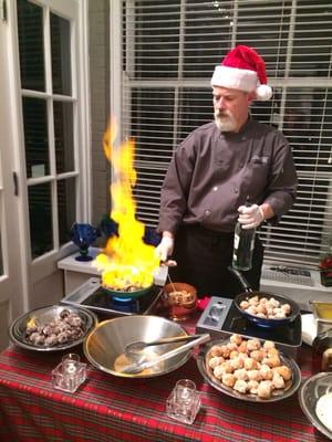 Flambéd donuts with a Graeters ice cream sundae bar