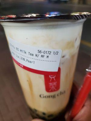 Brown sugar milk tea with bubbles