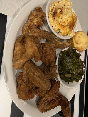 Wangs, Macaroni & Cheese, Collard Greens