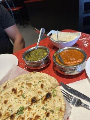 Butter chicken and saag paneer