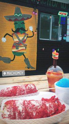 elote w hot cheetos, mangonada & coconut shaved ice