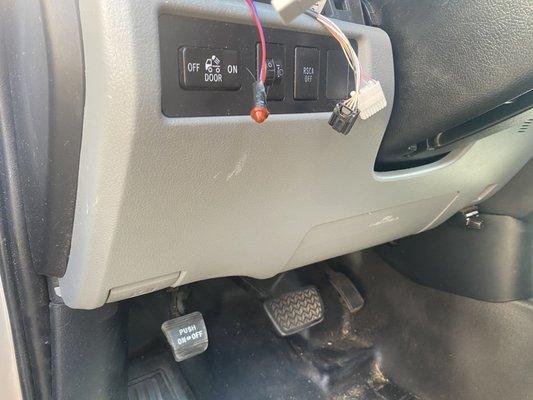 Extra wire hanging and scratches on the dash